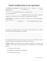 Document preview: Farm Lease Agreement Template - North Carolina