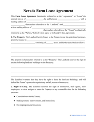 Farm Lease Agreement Template - Nevada