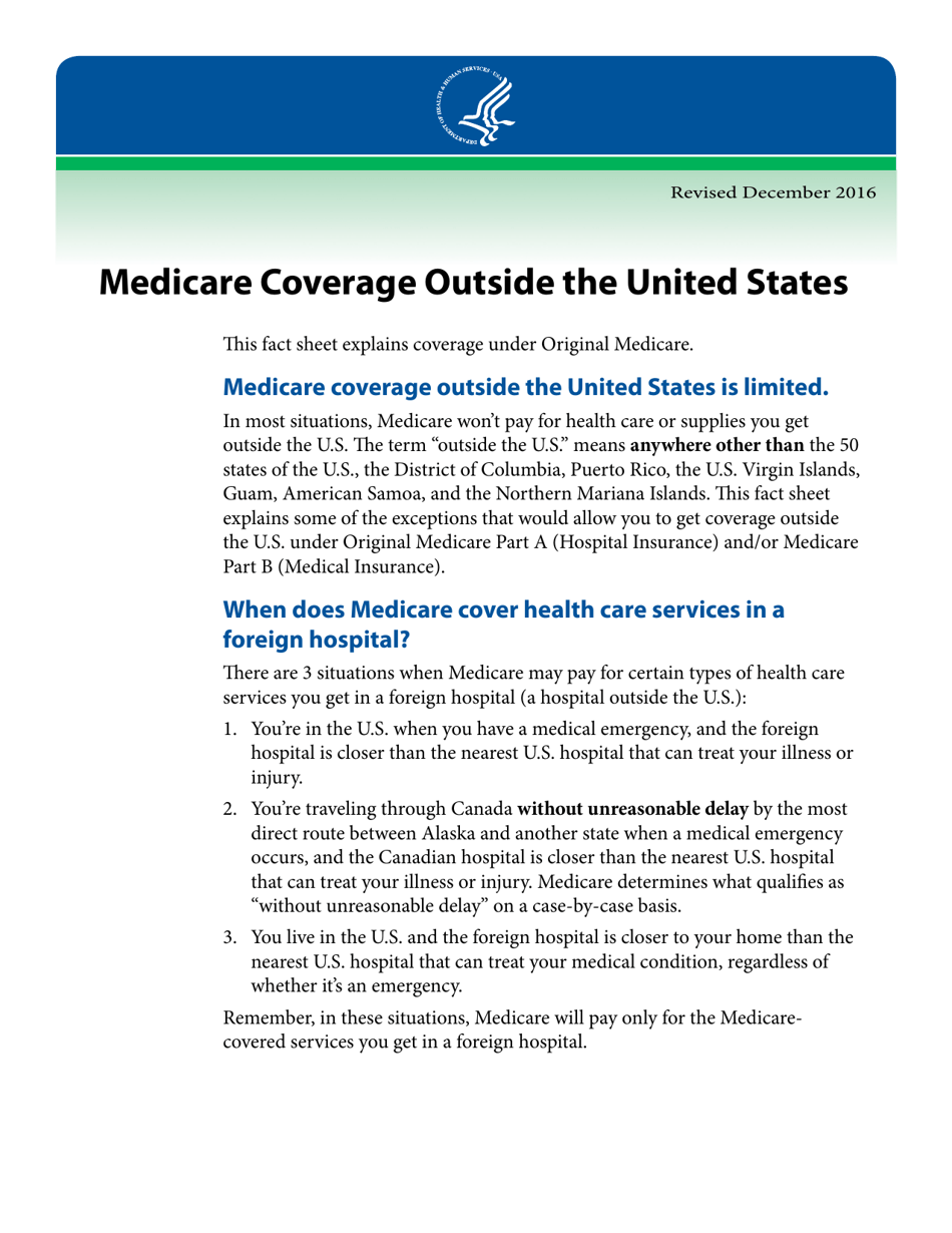 Medicare Coverage Outside the United States, Page 1
