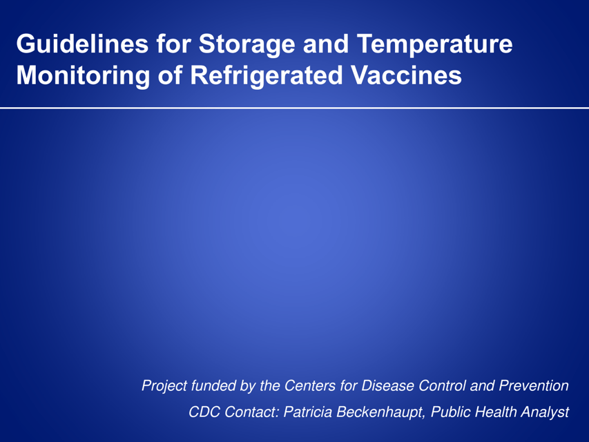 Guidelines for Storage and Temperature Monitoring of Refrigerated Vaccines Download Pdf