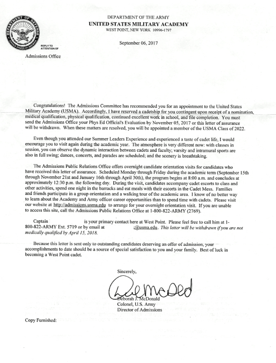 Coast Guard Academy Acceptance Letter Preview Thumbnail