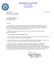 &quot;Air Force Academy Acceptance Letter&quot;