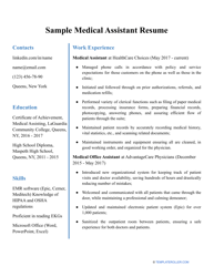 Document preview: Sample Medical Assistant Resume