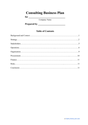Document preview: Consulting Business Plan Template