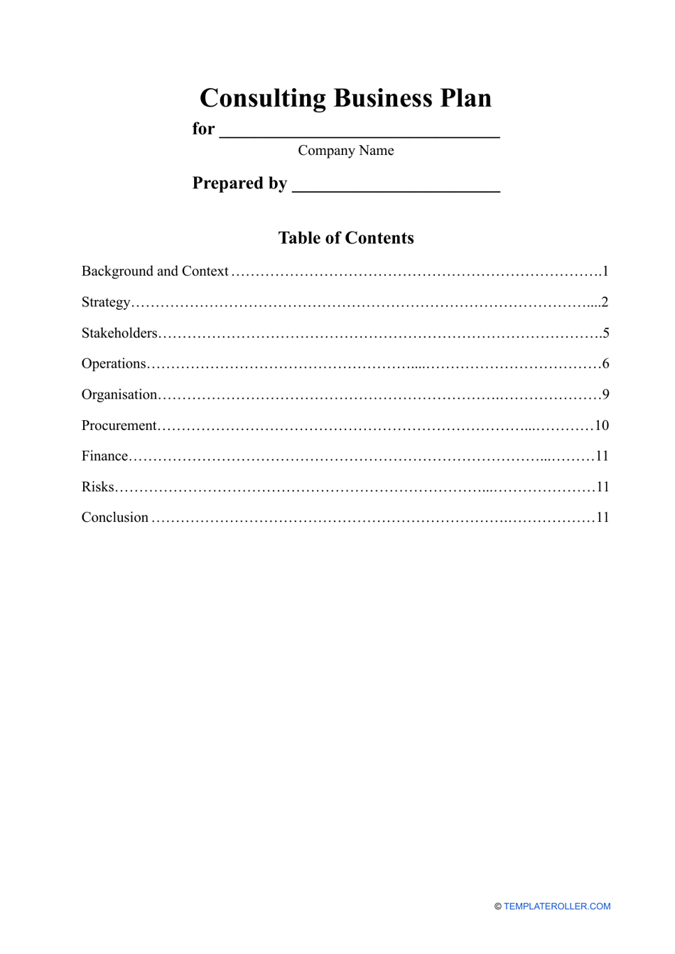 Consulting Business Plan Template Fill Out Sign Online and Download