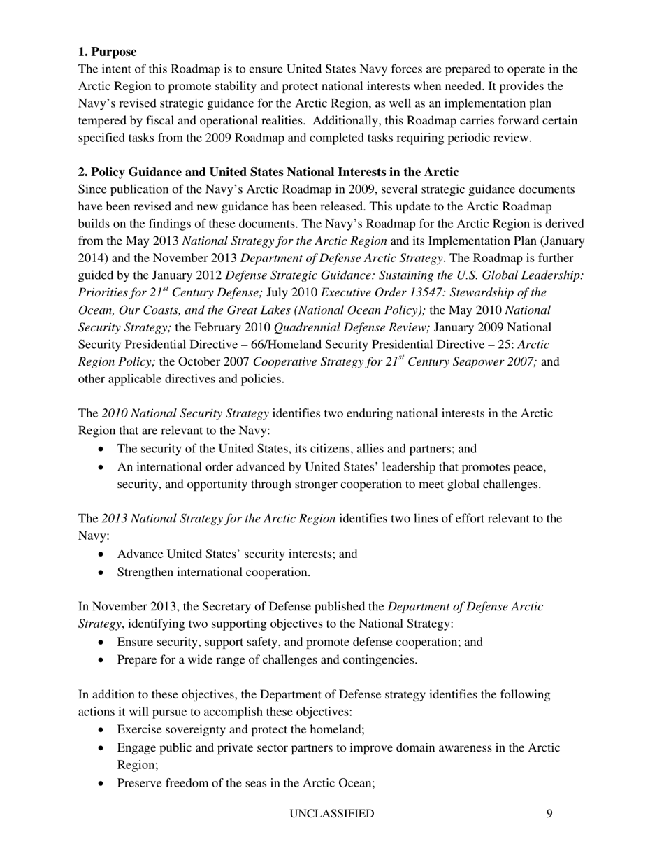 U.S. Navy Arctic Roadmap 2014-2030, Page 13