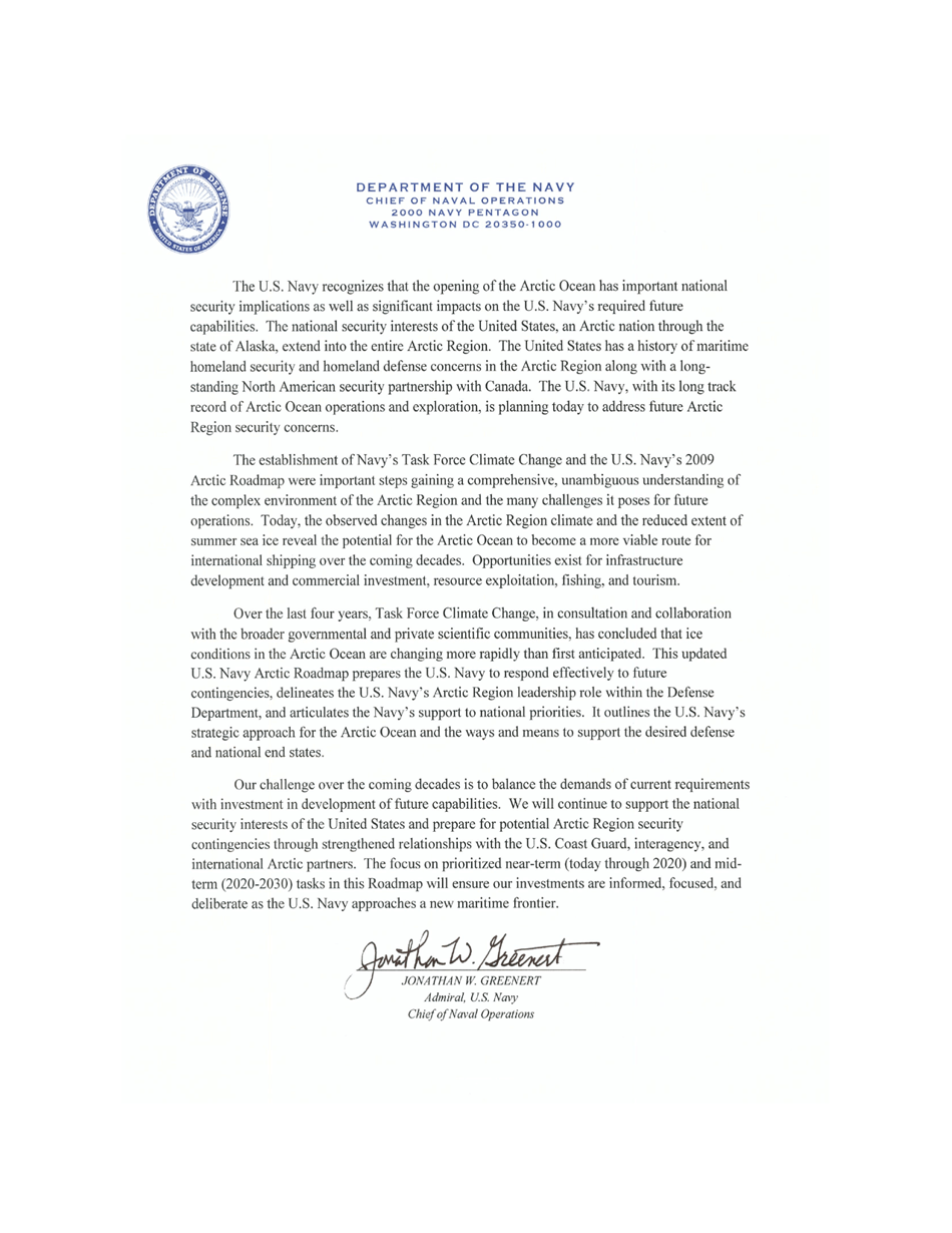 U.S. Navy Arctic Roadmap 2014-2030, Page 3