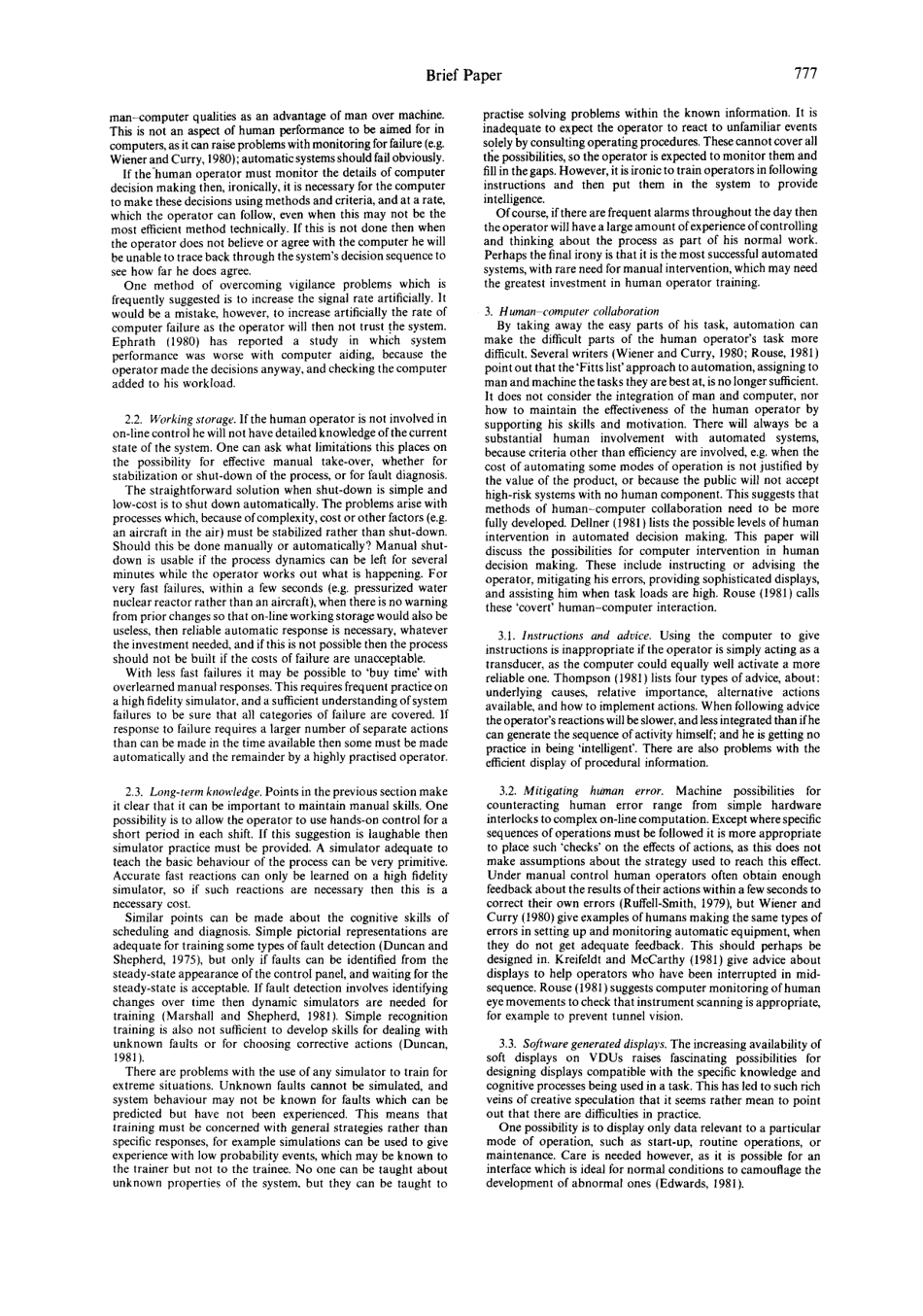 Ironies of Automation - Lisanne Bainbridge, Automatica Volume 19, Issue 6, Page 3