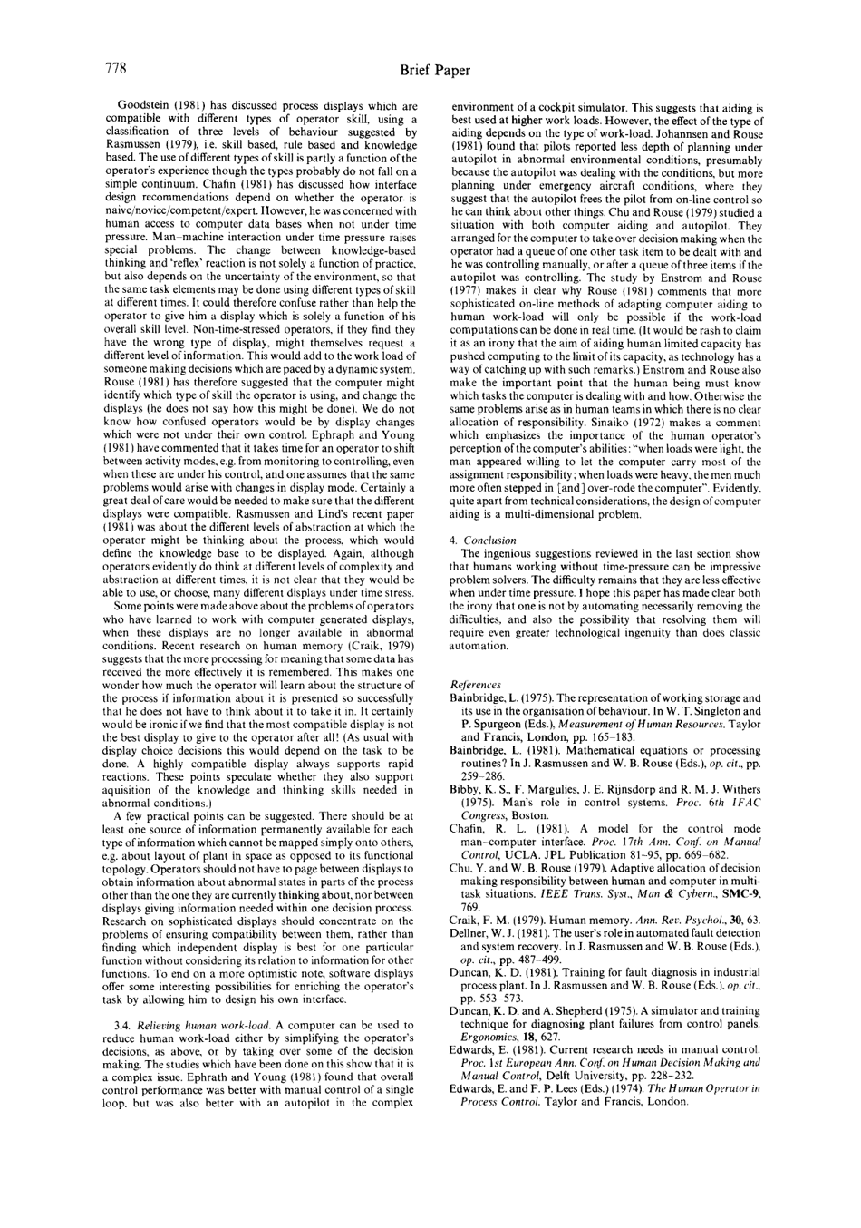 Ironies of Automation - Lisanne Bainbridge, Automatica Volume 19, Issue 6, Page 4