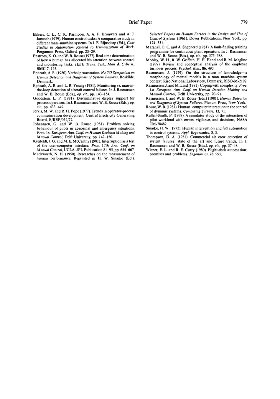 Ironies of Automation - Lisanne Bainbridge, Automatica Volume 19, Issue 6, Page 5