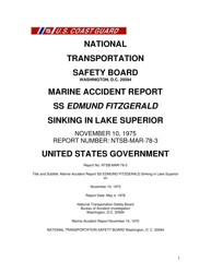 &quot;Marine Accident Report: Ss Edmund Fitzgerald Sinking in Lake Superior&quot;