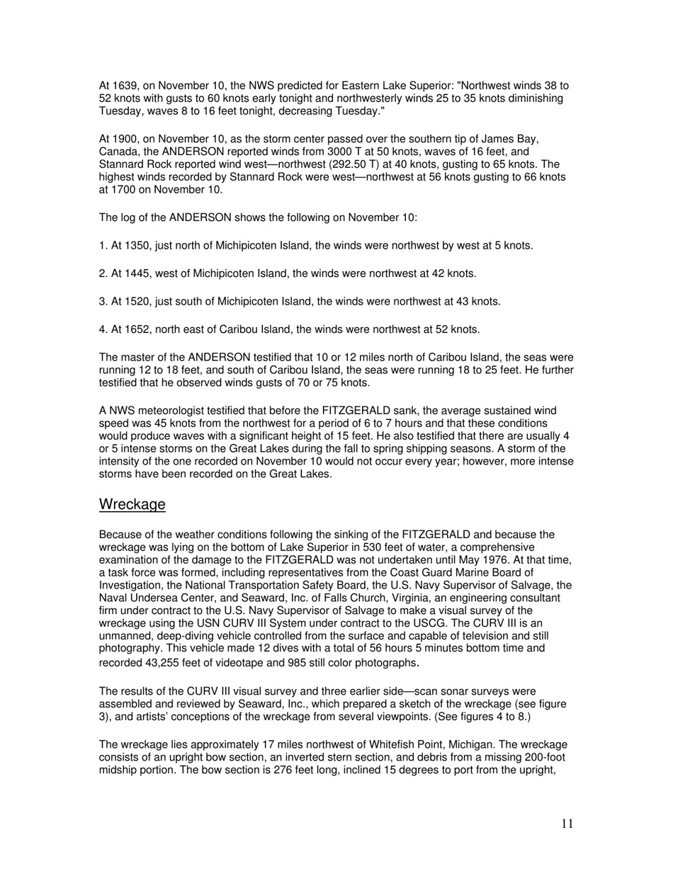 Marine Accident Report: Ss Edmund Fitzgerald Sinking in Lake Superior, Page 11