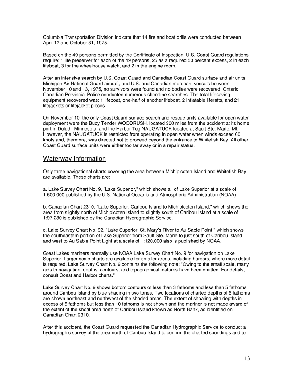 Marine Accident Report: Ss Edmund Fitzgerald Sinking in Lake Superior, Page 13