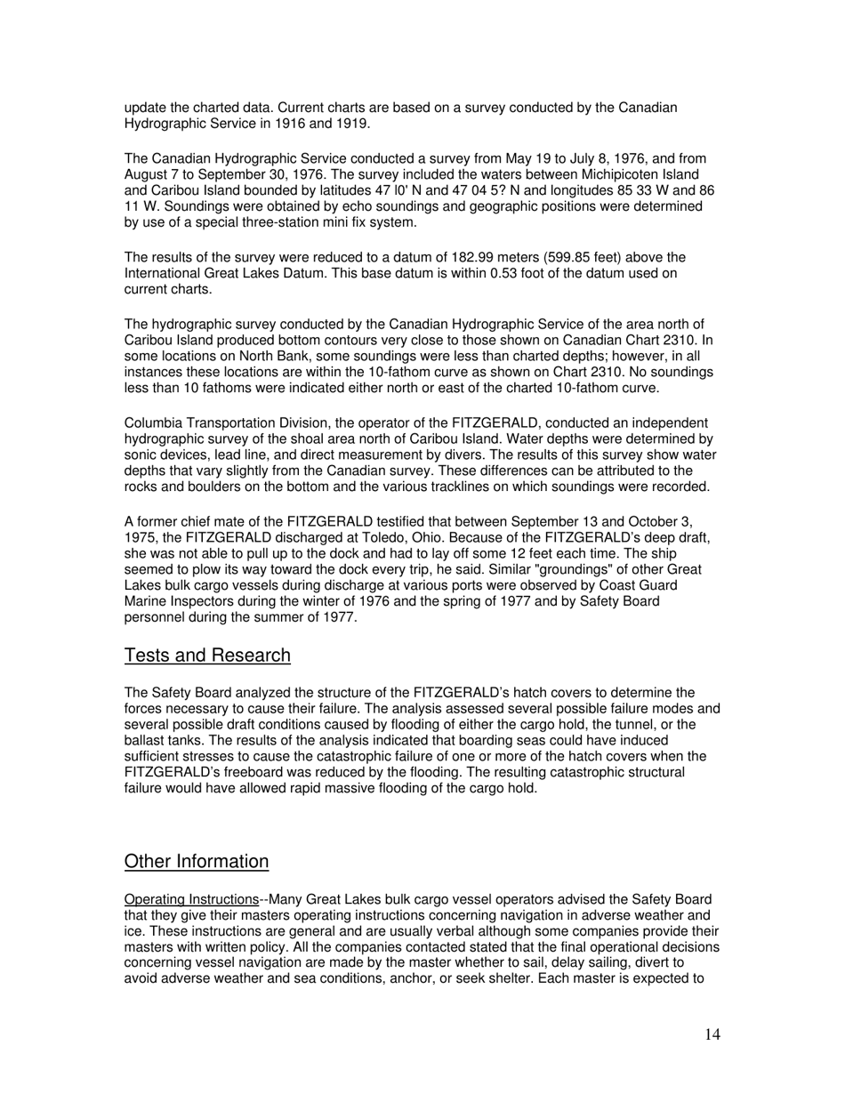 Marine Accident Report: Ss Edmund Fitzgerald Sinking in Lake Superior, Page 14