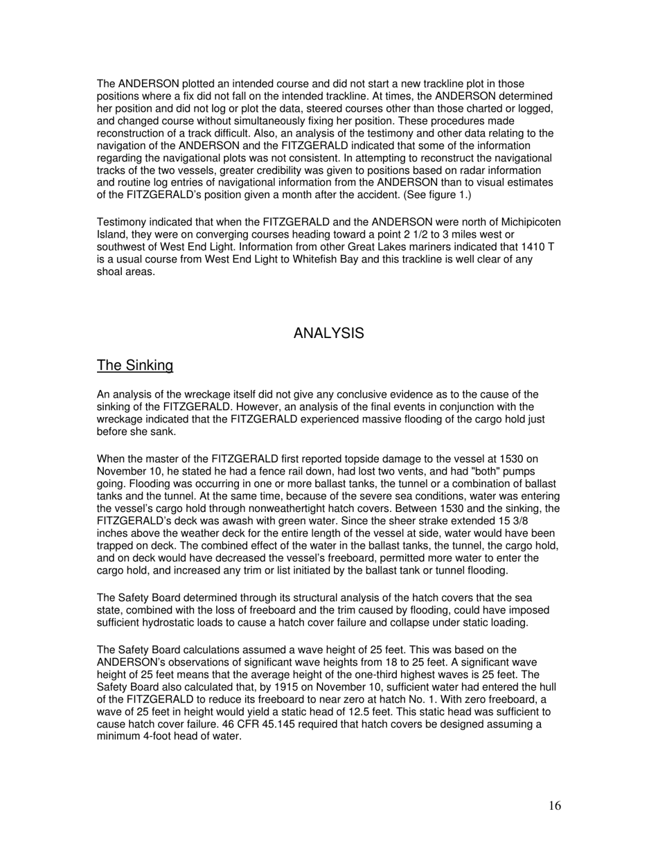 Marine Accident Report: Ss Edmund Fitzgerald Sinking in Lake Superior, Page 16