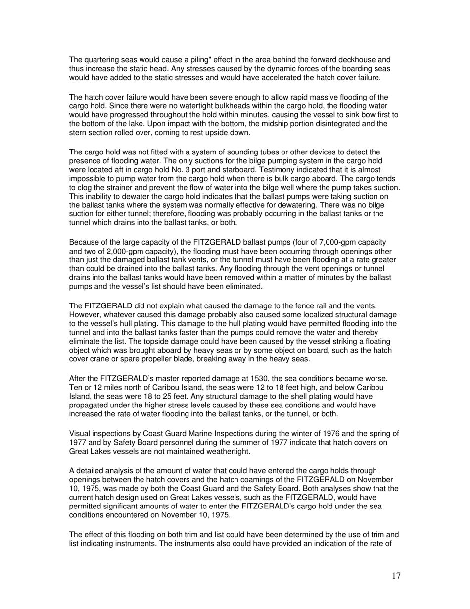Marine Accident Report: Ss Edmund Fitzgerald Sinking in Lake Superior, Page 17