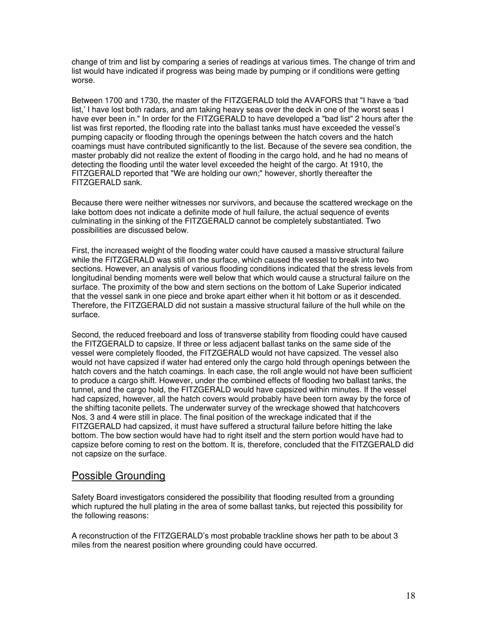 Marine Accident Report: Ss Edmund Fitzgerald Sinking in Lake Superior, Page 18