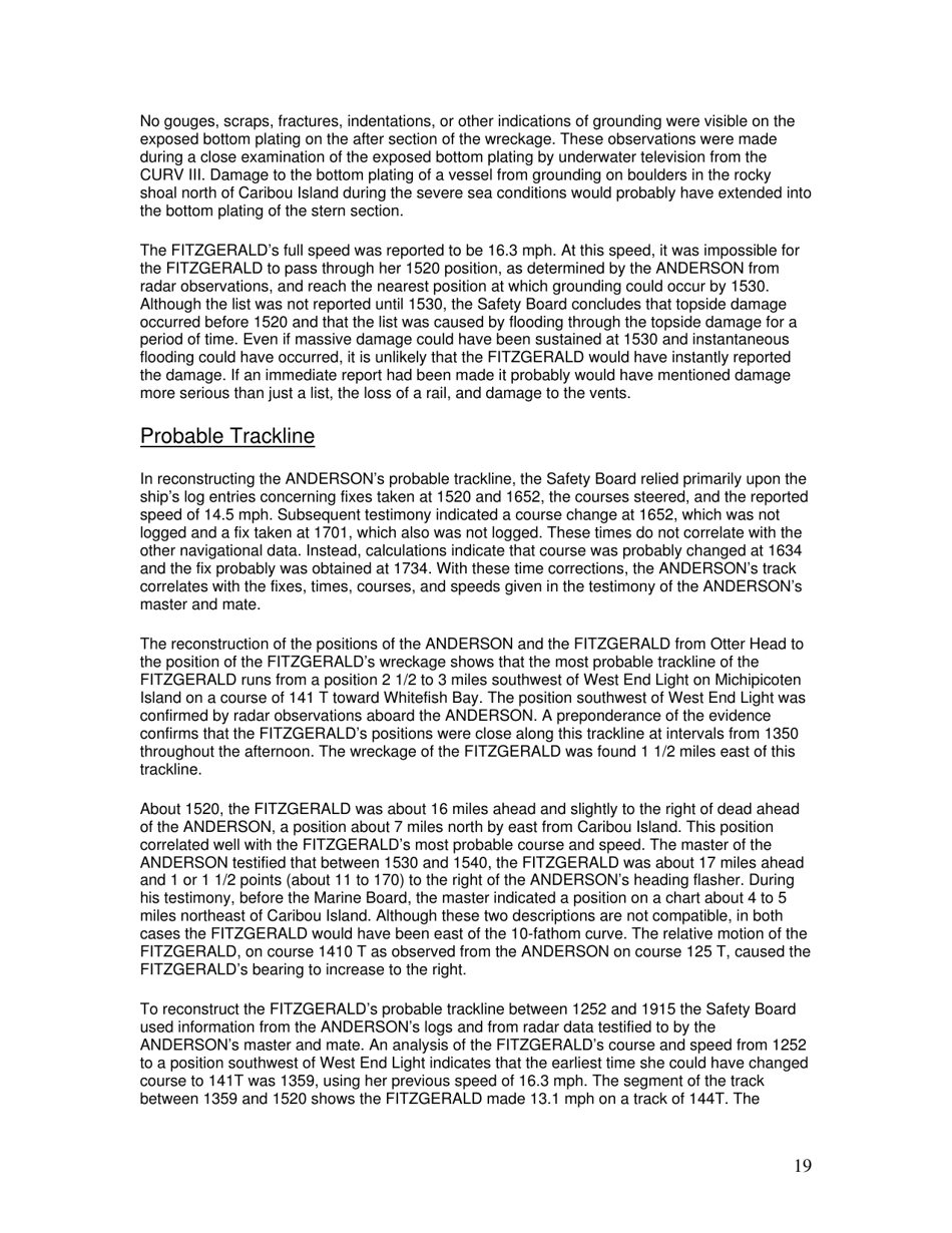 Marine Accident Report: Ss Edmund Fitzgerald Sinking in Lake Superior, Page 19