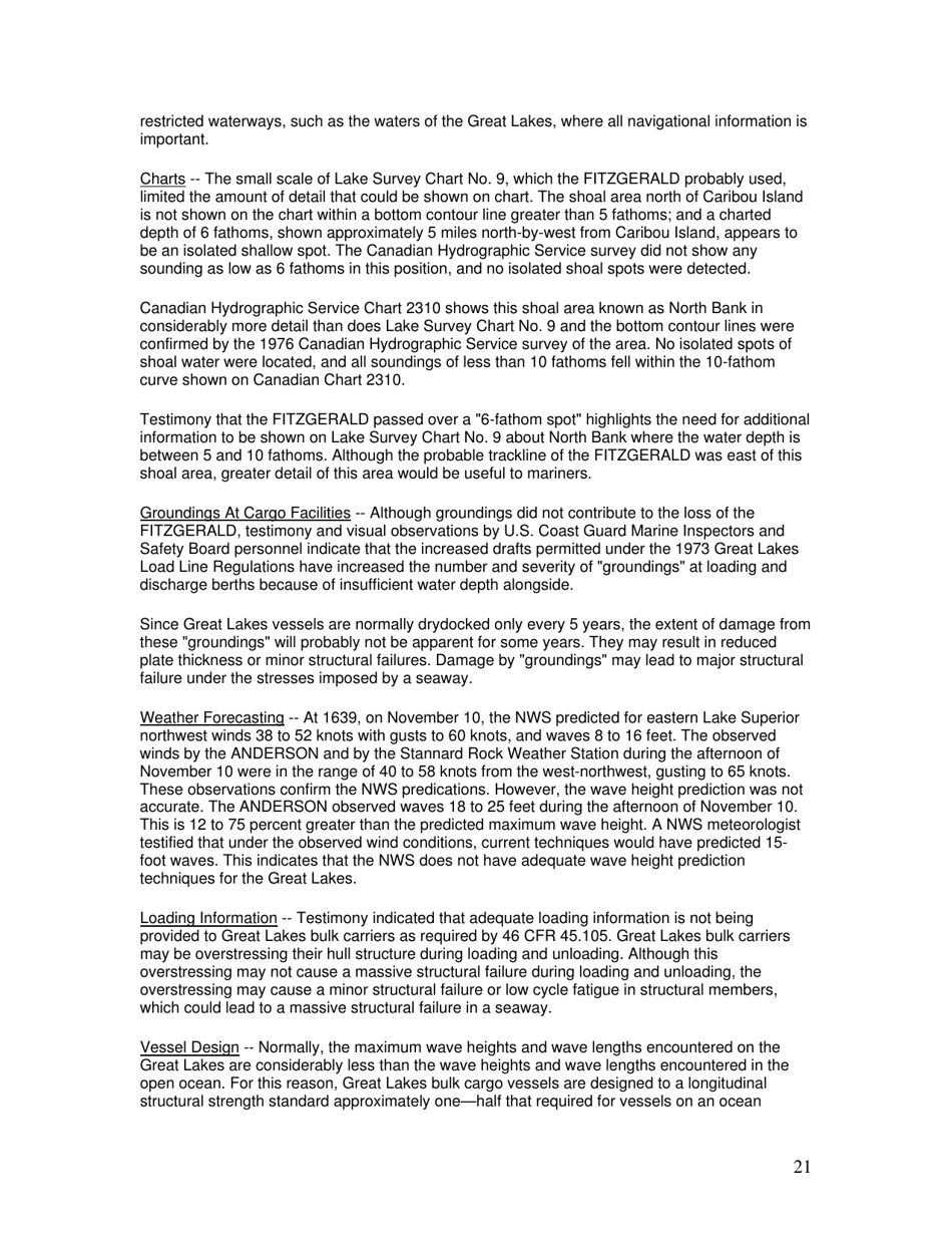 Marine Accident Report: Ss Edmund Fitzgerald Sinking in Lake Superior, Page 21
