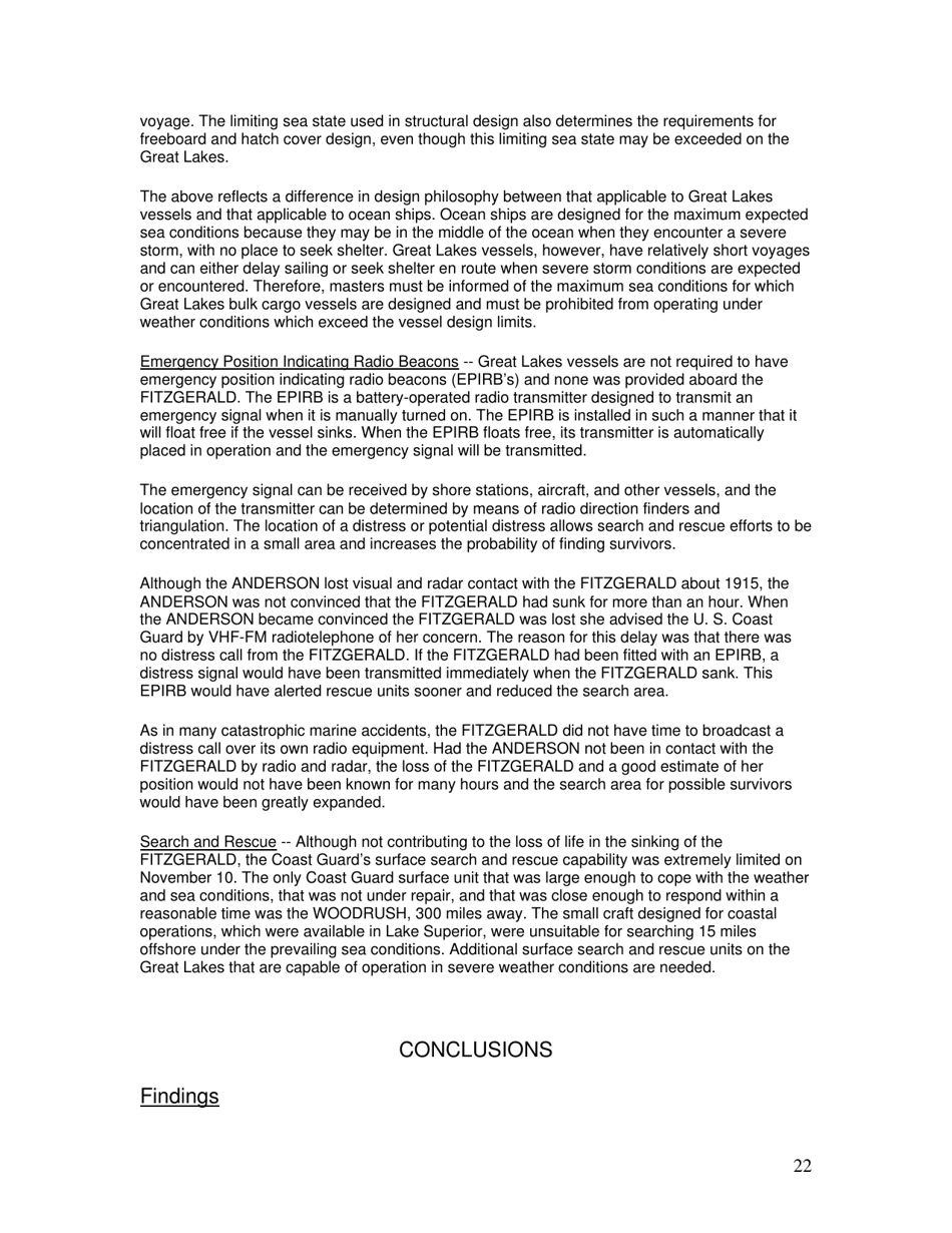Marine Accident Report: Ss Edmund Fitzgerald Sinking in Lake Superior, Page 22