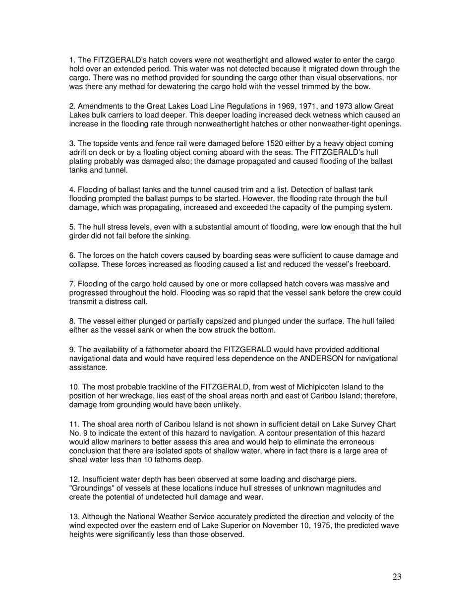 Marine Accident Report: Ss Edmund Fitzgerald Sinking in Lake Superior, Page 23