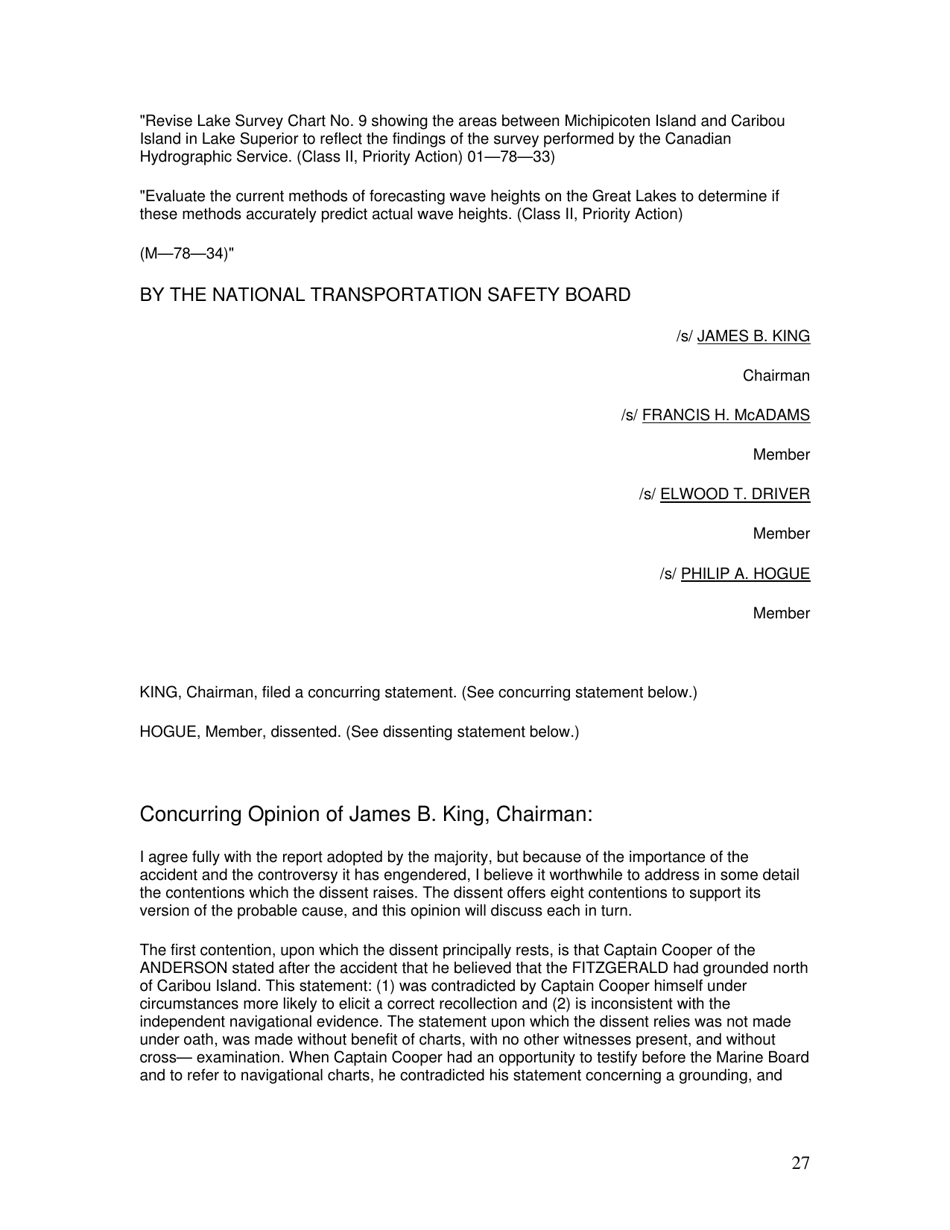 Marine Accident Report: Ss Edmund Fitzgerald Sinking in Lake Superior, Page 27