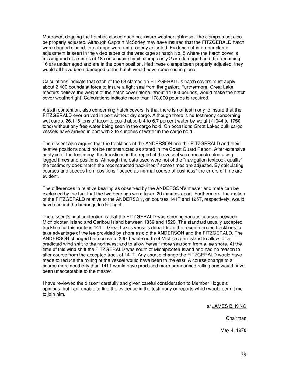 Marine Accident Report: Ss Edmund Fitzgerald Sinking in Lake Superior, Page 29