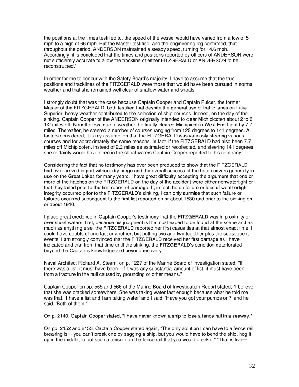Marine Accident Report: Ss Edmund Fitzgerald Sinking in Lake Superior, Page 32