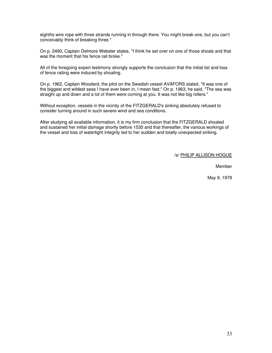 Marine Accident Report: Ss Edmund Fitzgerald Sinking in Lake Superior, Page 33