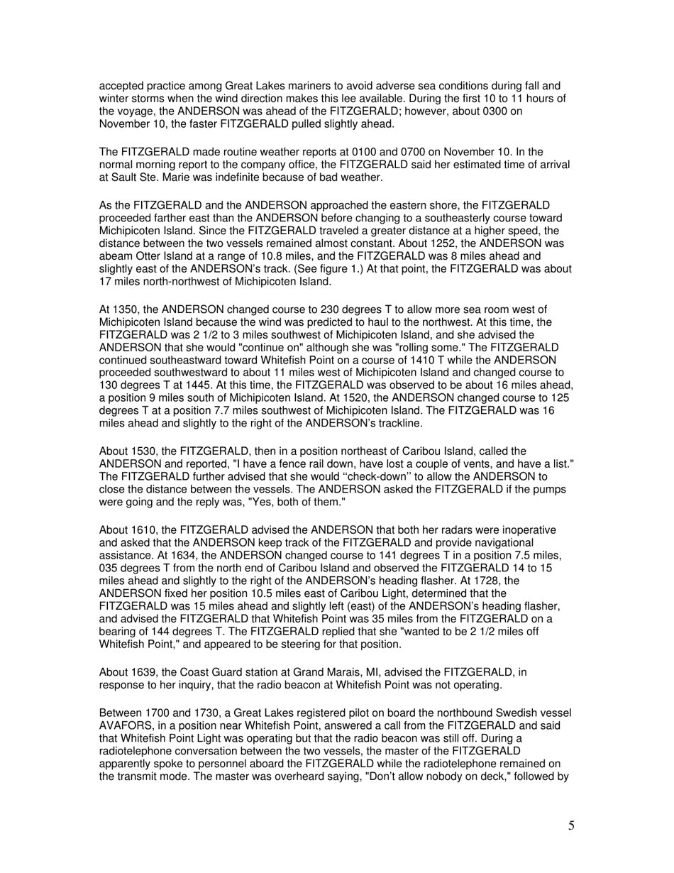 Marine Accident Report: Ss Edmund Fitzgerald Sinking in Lake Superior, Page 5