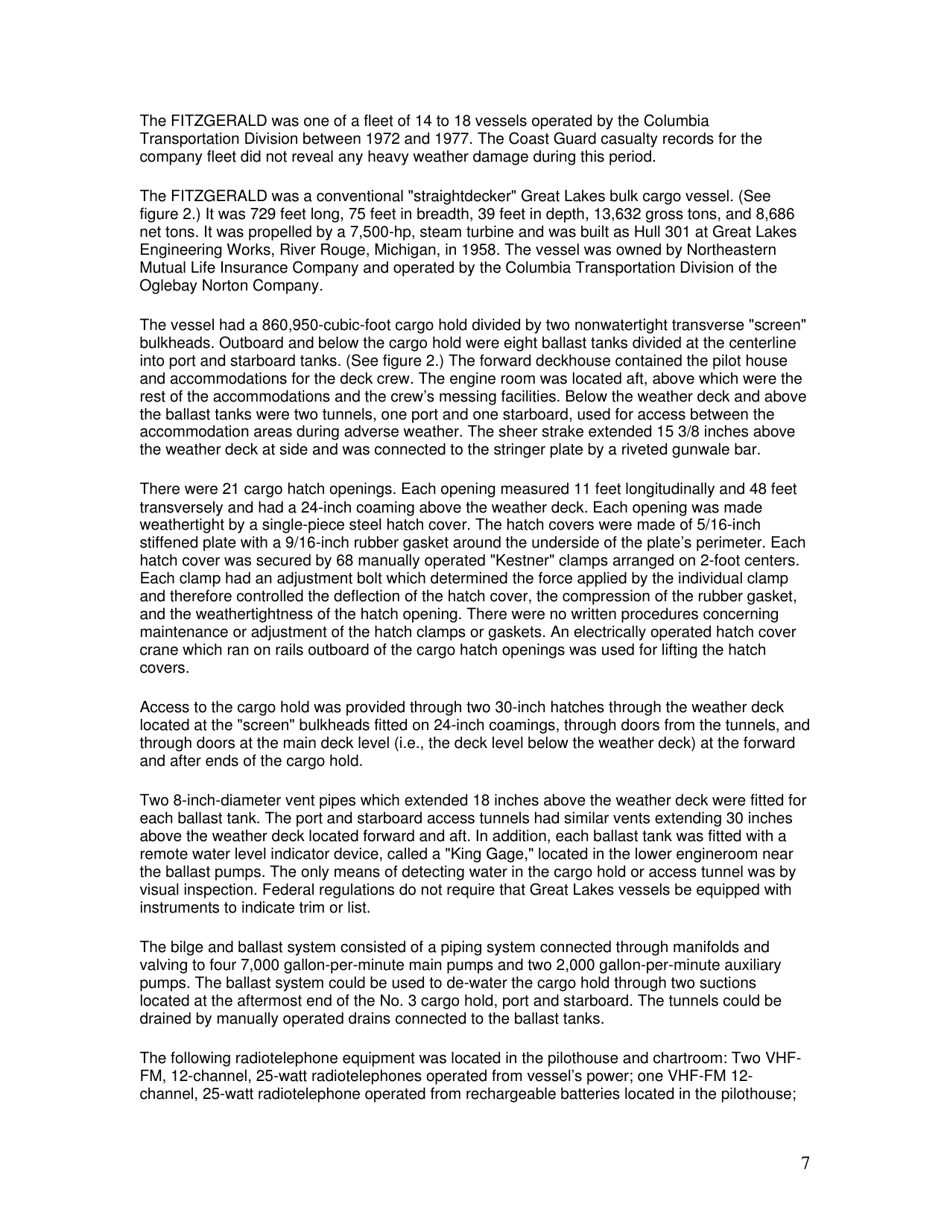 Marine Accident Report: Ss Edmund Fitzgerald Sinking in Lake Superior, Page 7