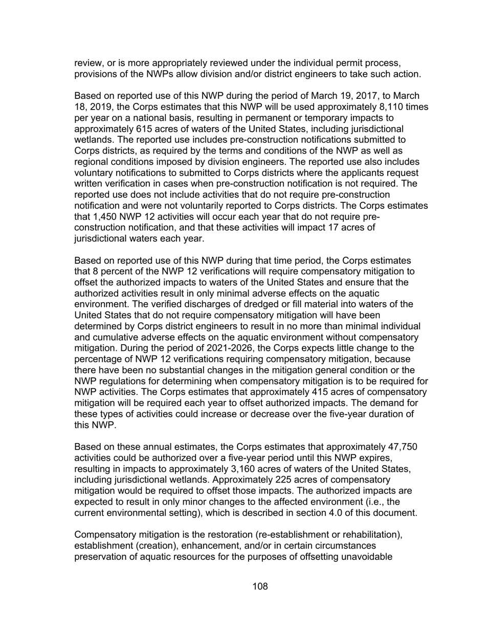 Decision Document Nationwide Permit 12, Page 108