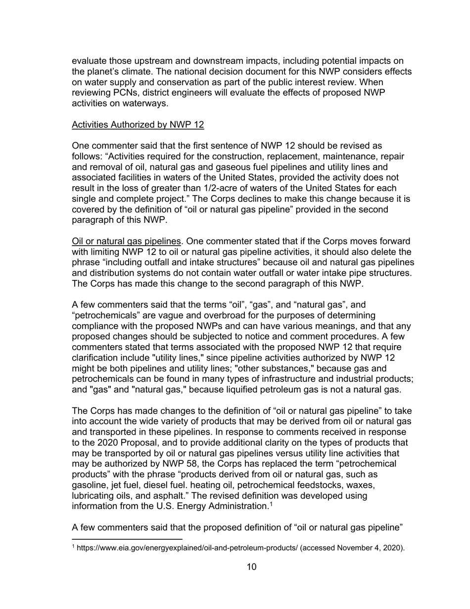 Decision Document Nationwide Permit 12, Page 10