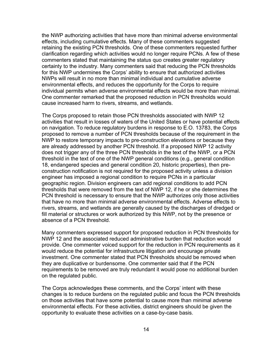 Decision Document Nationwide Permit 12, Page 14