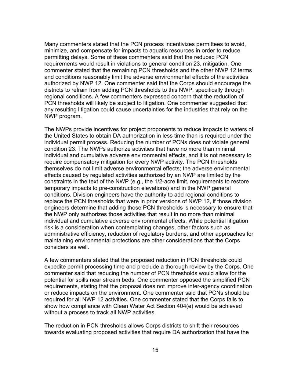 Decision Document Nationwide Permit 12, Page 15