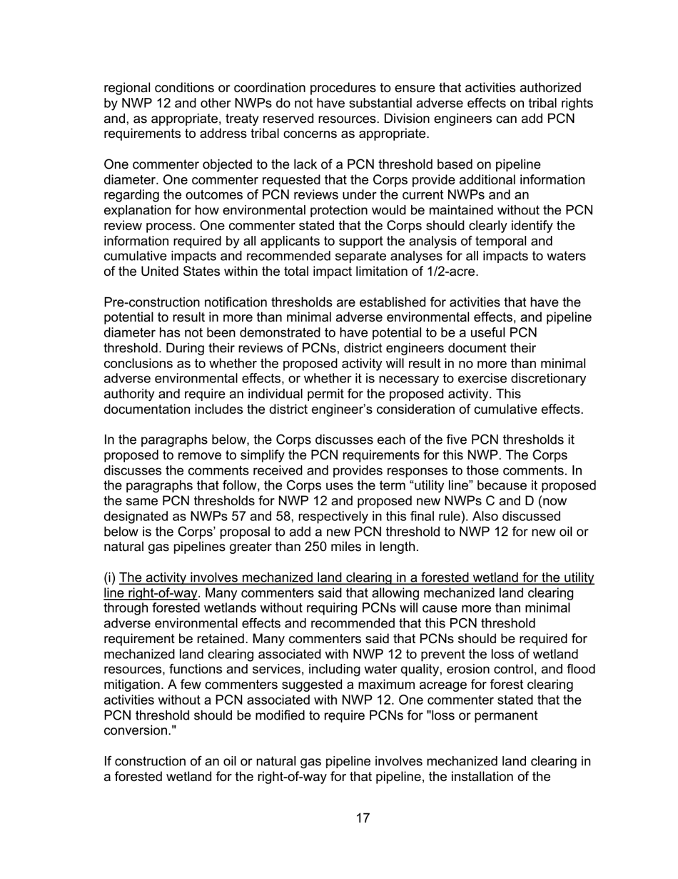 Decision Document Nationwide Permit 12, Page 17