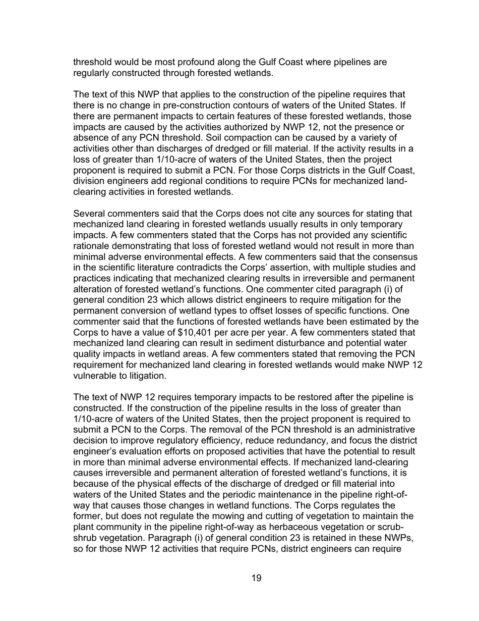 Decision Document Nationwide Permit 12, Page 19
