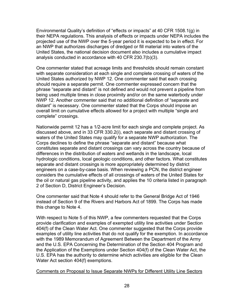 Decision Document Nationwide Permit 12, Page 28