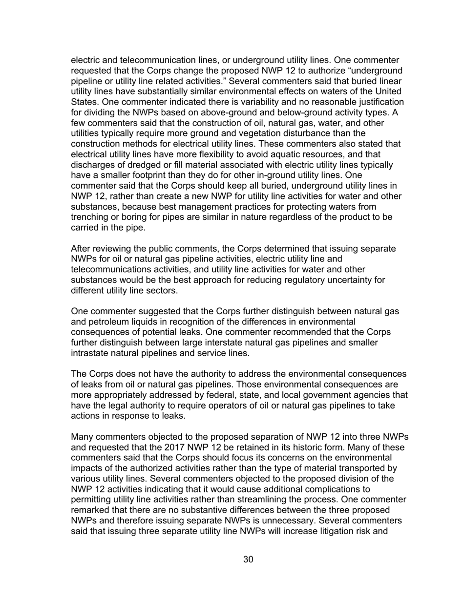 Decision Document Nationwide Permit 12, Page 30