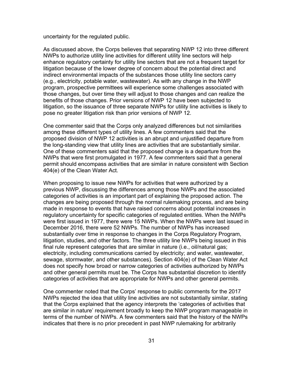 Decision Document Nationwide Permit 12, Page 31