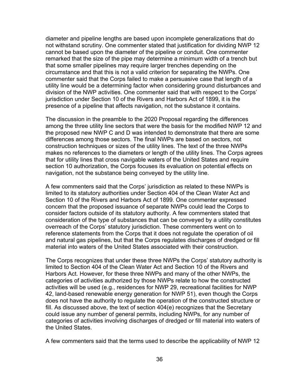 Decision Document Nationwide Permit 12, Page 36