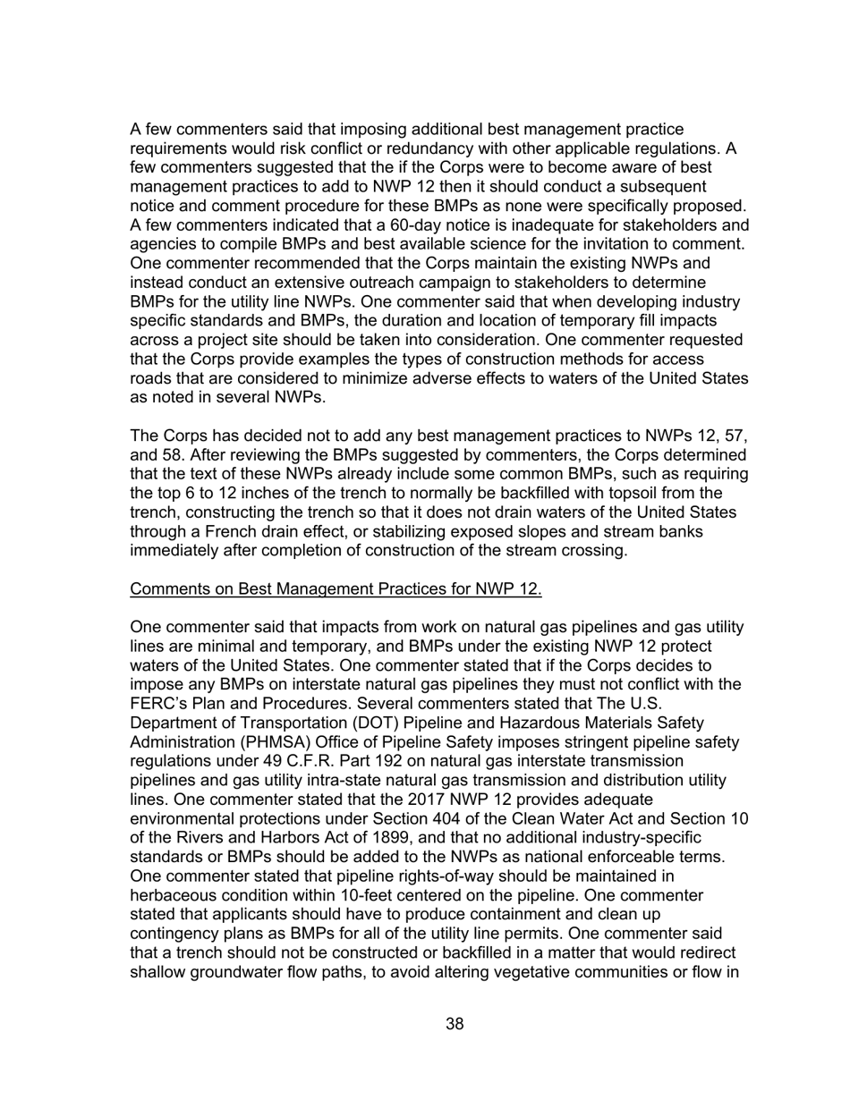 Decision Document Nationwide Permit 12, Page 38