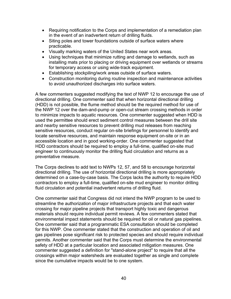 Decision Document Nationwide Permit 12, Page 40