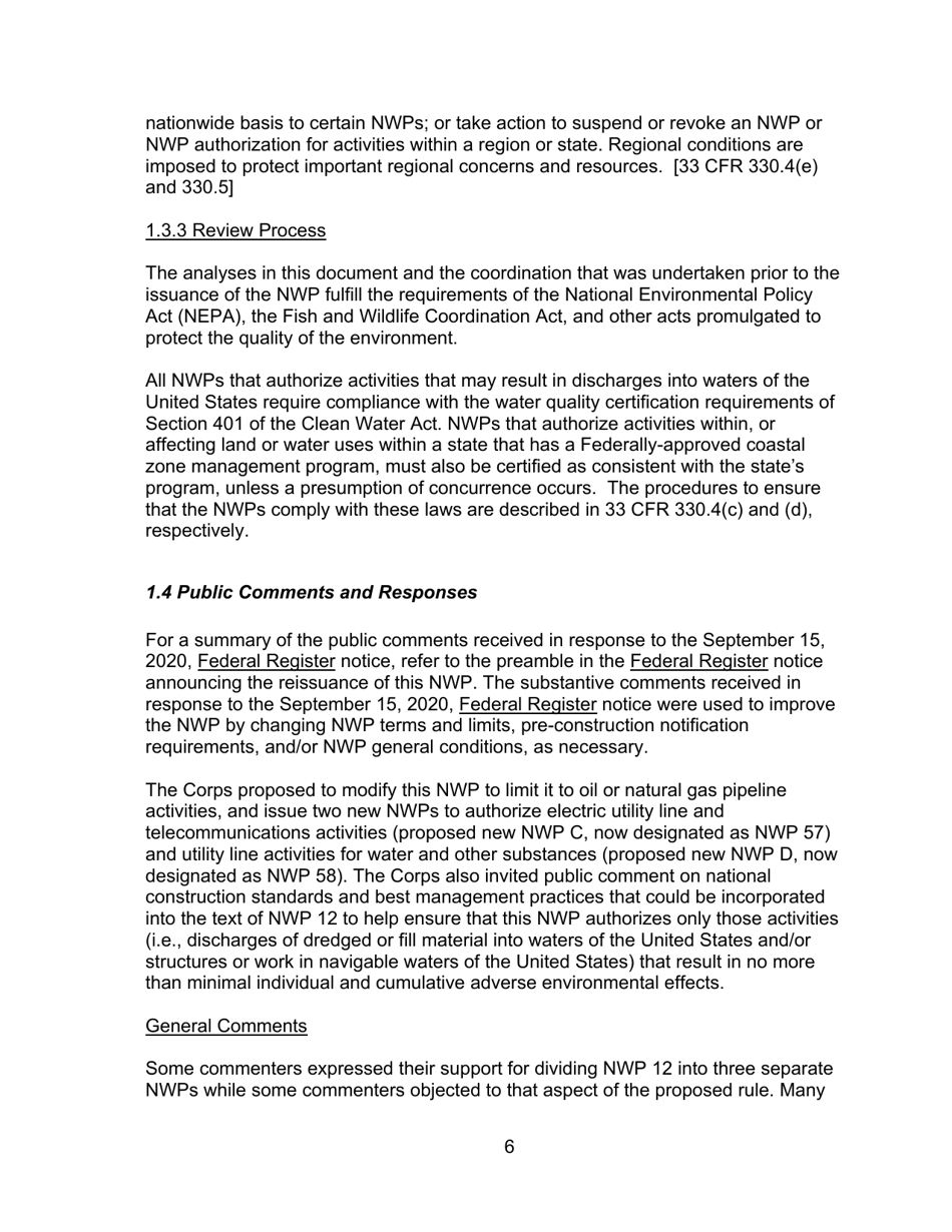 Decision Document Nationwide Permit 12, Page 6