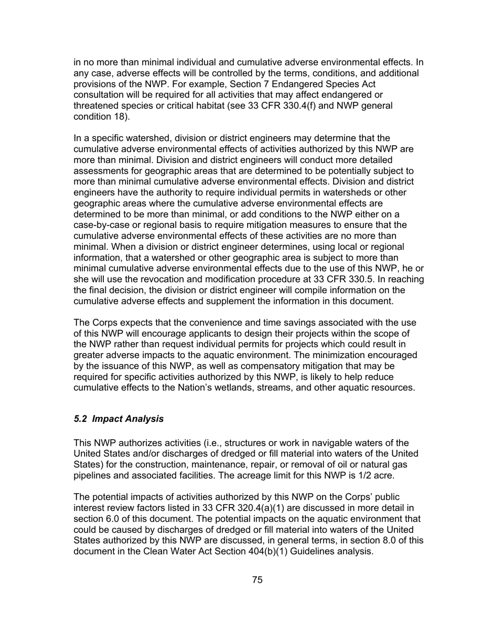 Decision Document Nationwide Permit 12, Page 75