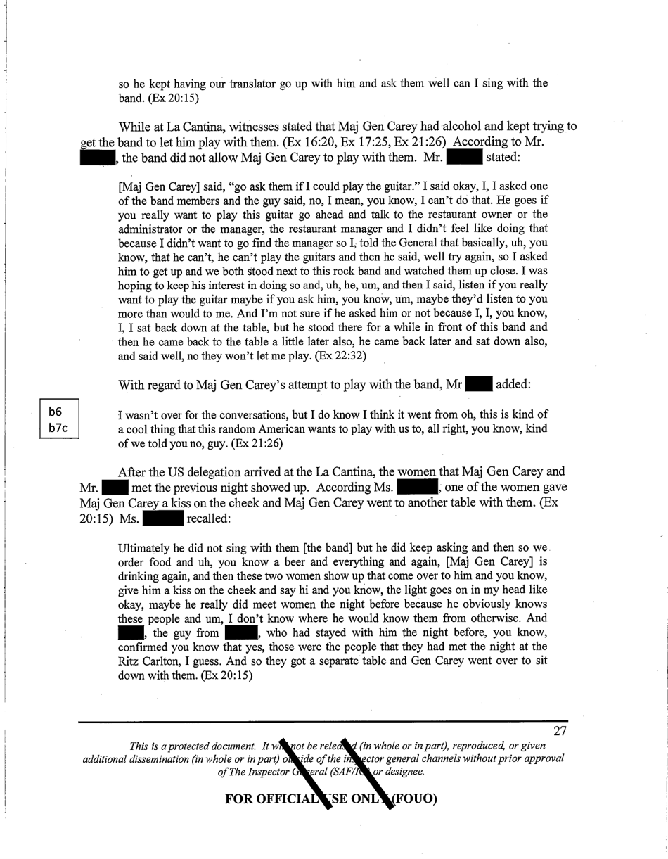 Report of Investigation (S8011p) - Major General Michael J. Carey, Page 29