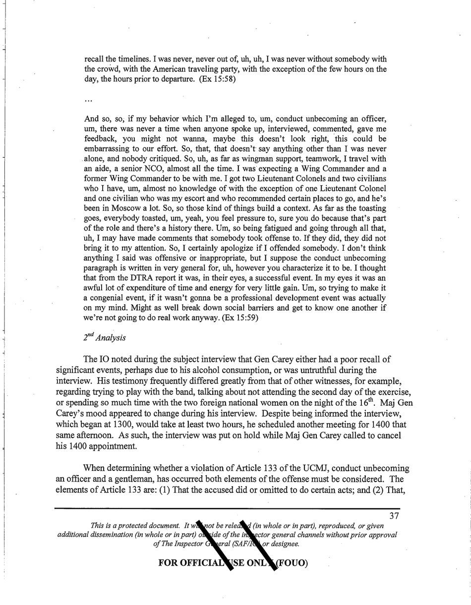 Report of Investigation (S8011p) - Major General Michael J. Carey, Page 39