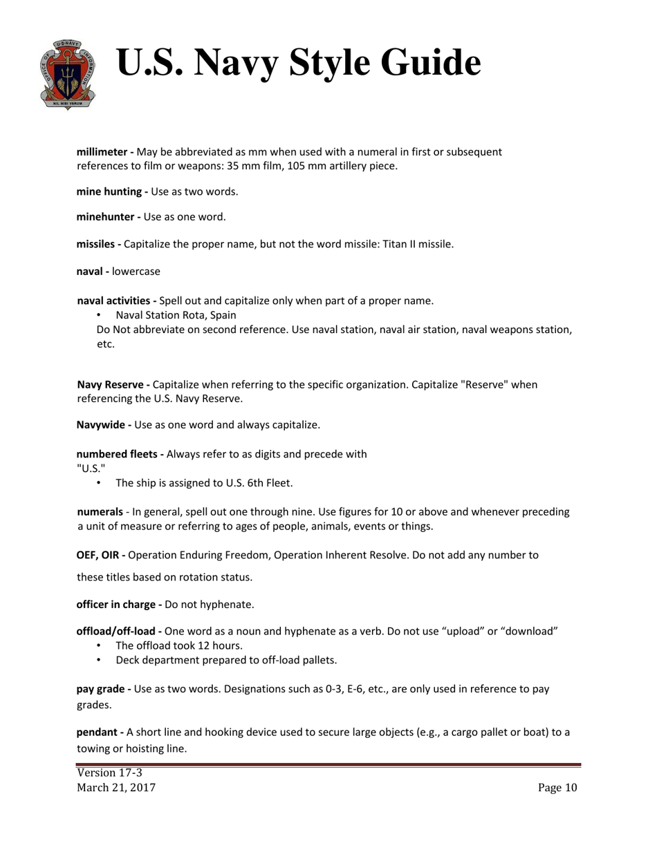 U.S. Navy Style Guide, Page 10
