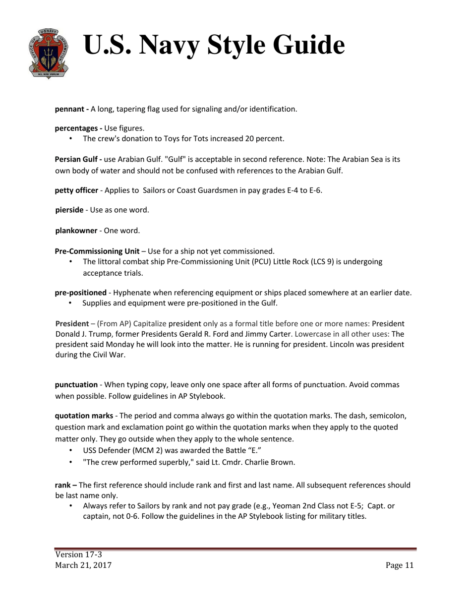 U.S. Navy Style Guide, Page 11