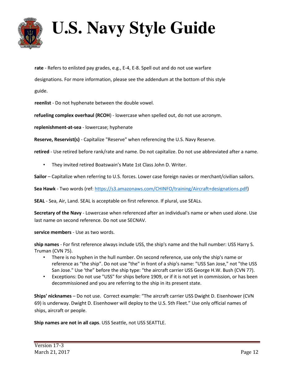 U.S. Navy Style Guide, Page 12